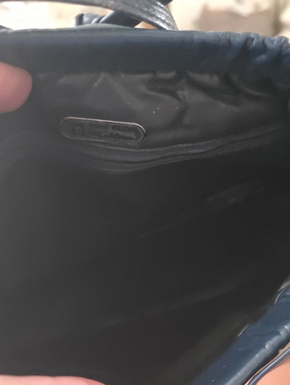 Vintage Anne Klein Navy Leather Clutch Or Shoulder Bag